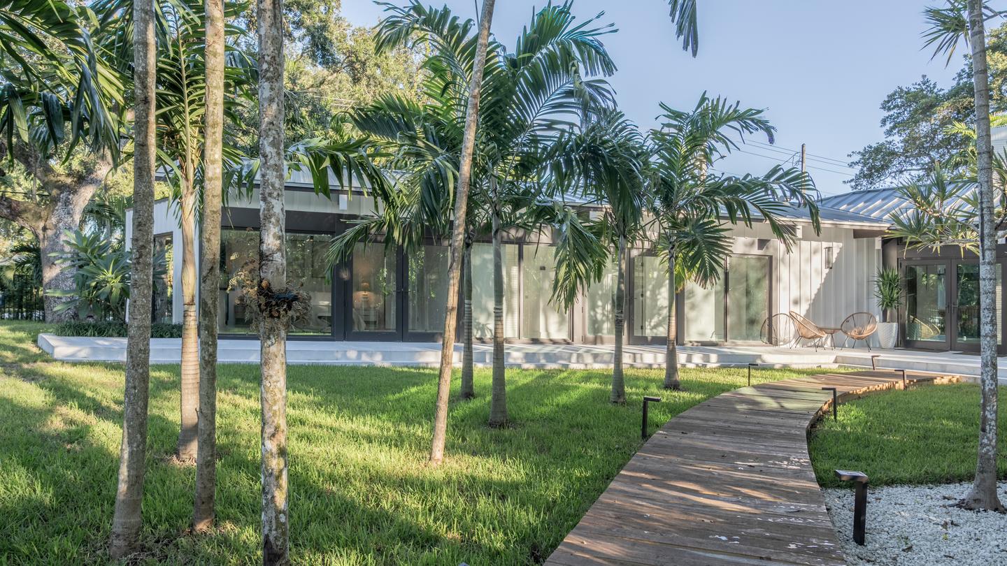 Palm garden and glass rear elevation