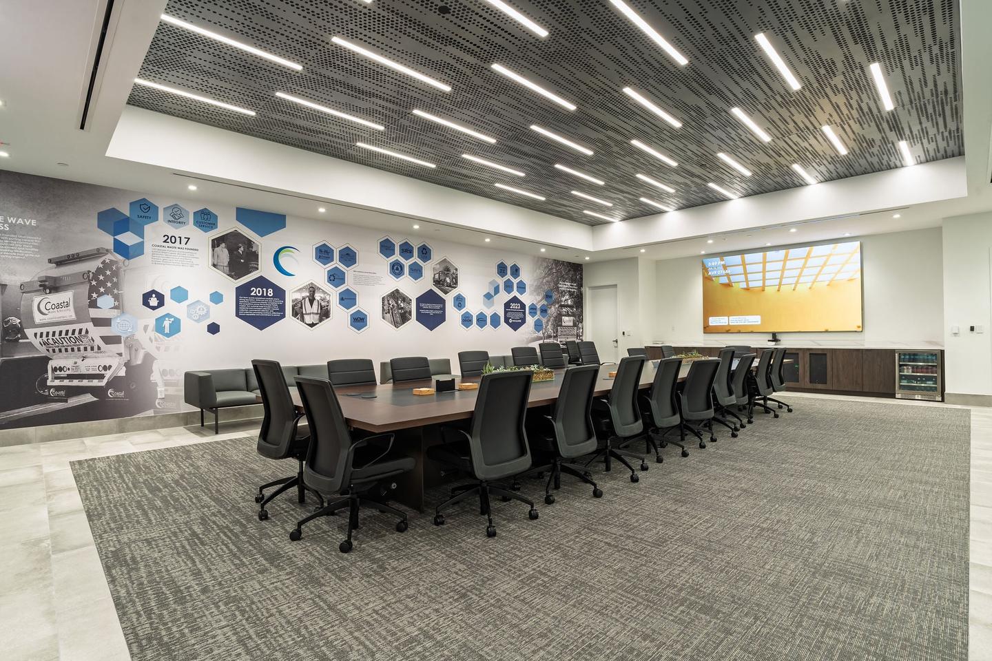 Coastal Waste & Recycling executive boardroom with integrated AV